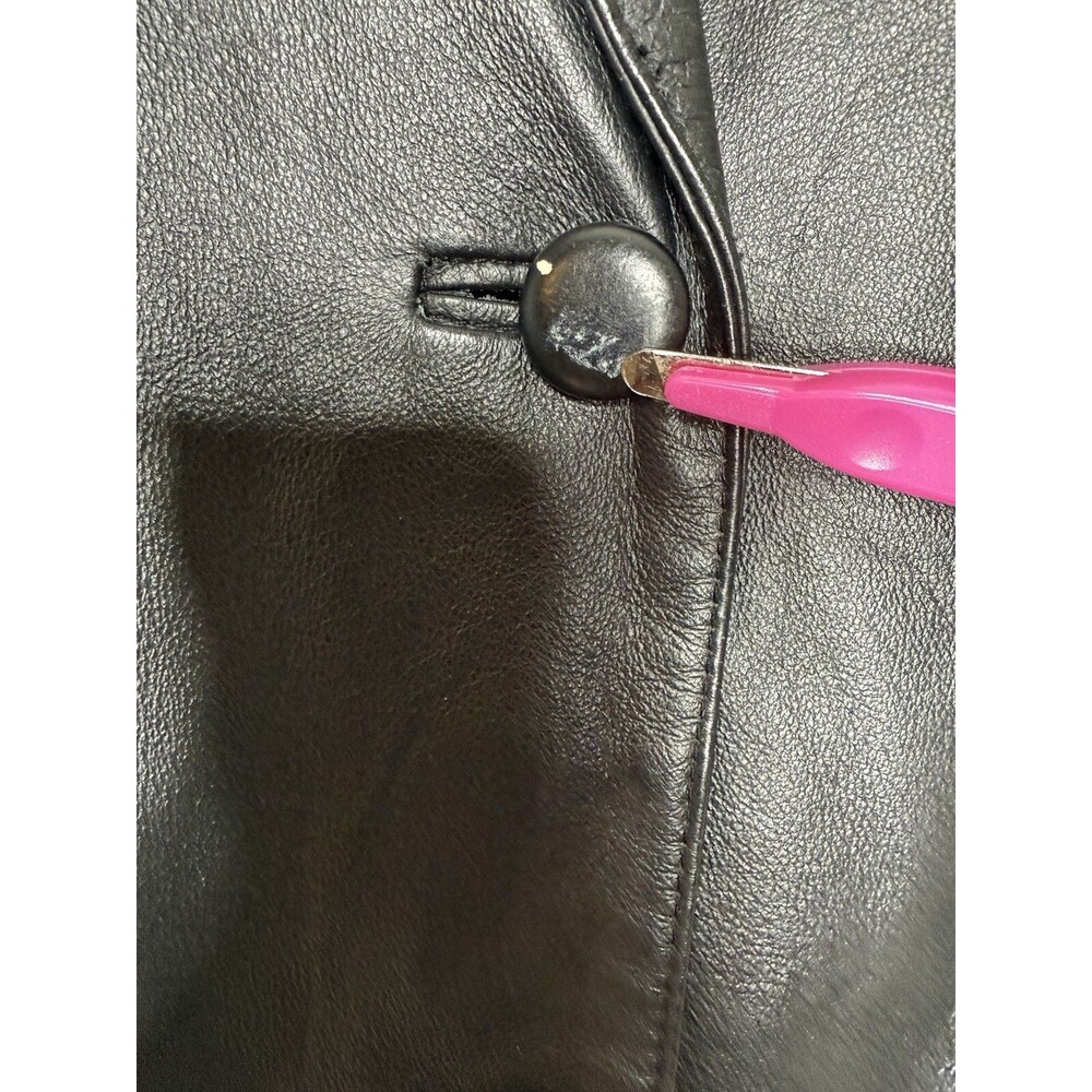 Vintage USA Leather Coat Women's 3X Black Button Front Jacket Pockets Soft 90's - Picture 4 of 12